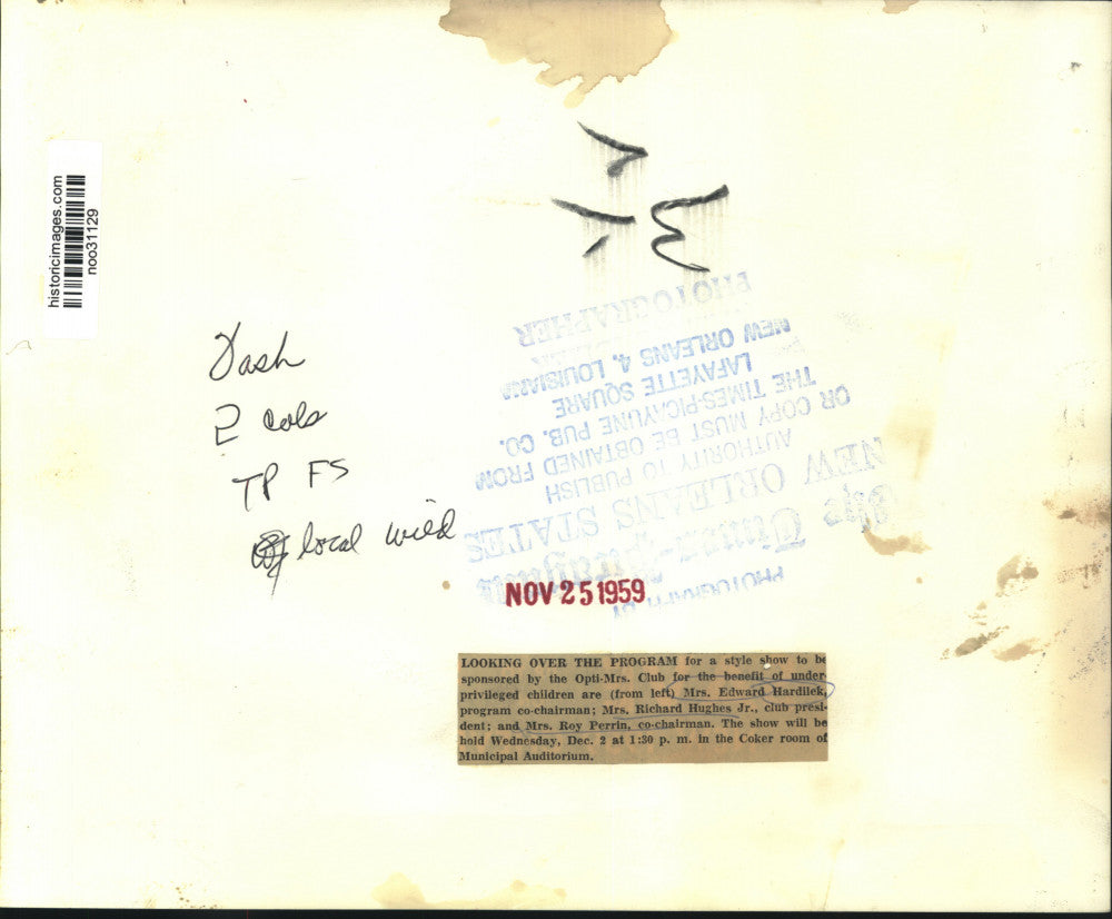 1959 Press Photo ladies plan style show to benefit children in New Orleans