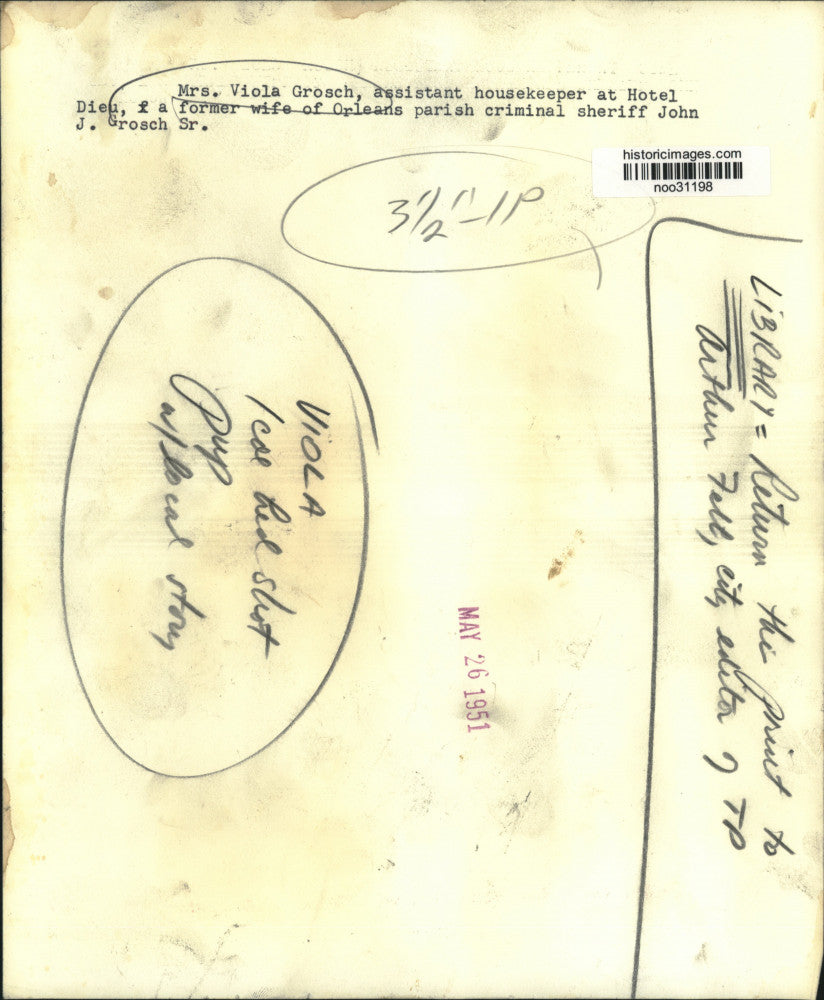 1951 Press Photo Mrs. Viola Grosch, former wife of sheriff John J. Grosch Sr.