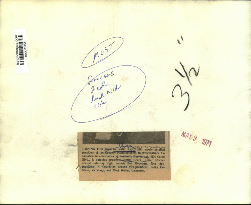 1971 Press Photo Grocery Manufacturers Representatives Association Presidents