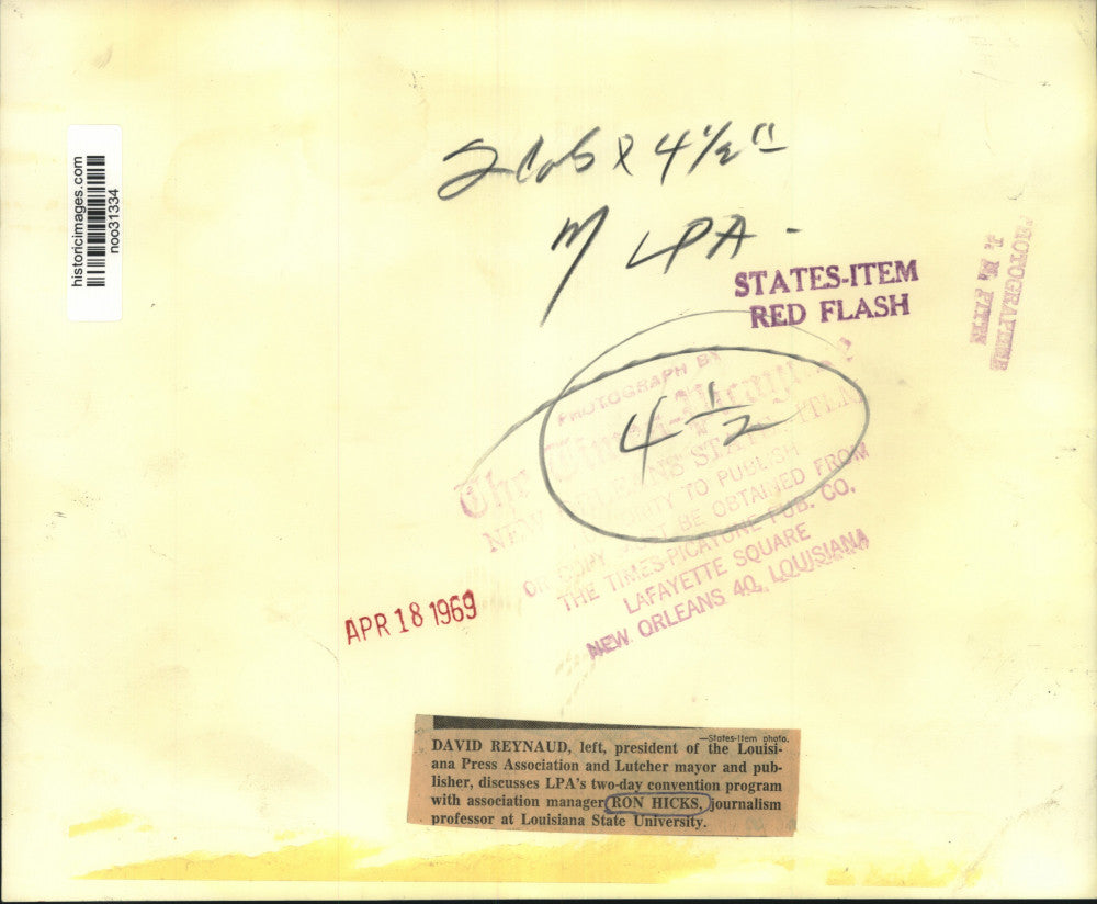 1969 Press Photo Louisiana Press Association President David Reynaud & Ron Hicks