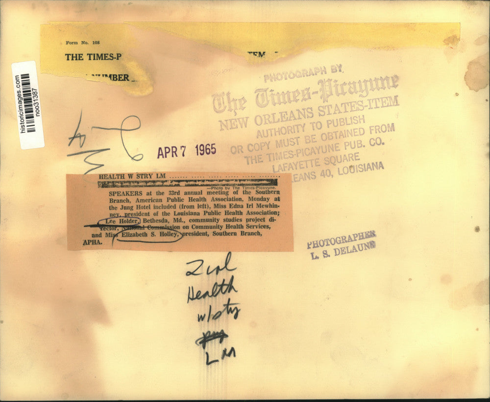 1965 Press Photo Southern Branch, American Public Health Association Meeting