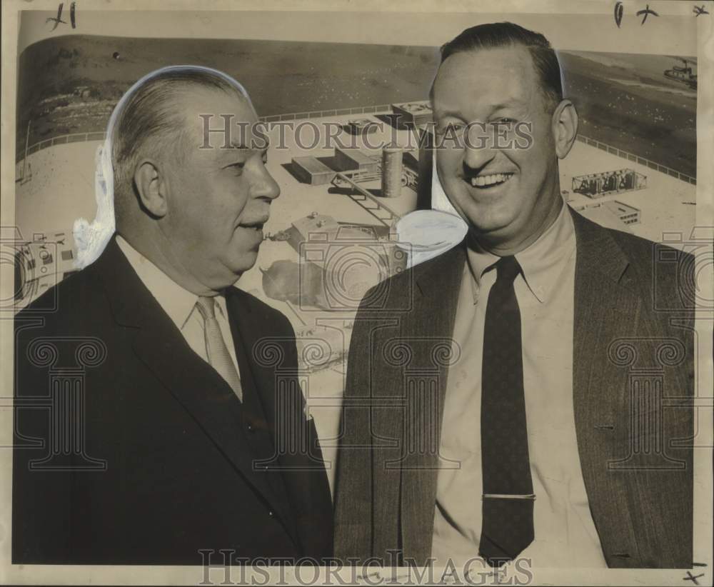 1964 Press Photo John A. Hill & E.S. Twining Jr., groundbreaking Michoud Plant