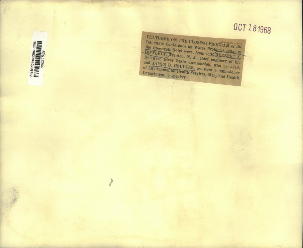 1968 Press Photo Herbert A. Howlett & James B. Coulter Water Problems Conference