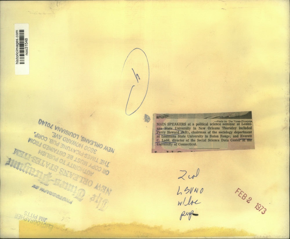 1973 Press Photo Everett C. Ladd & Perry Howard- Political science seminar