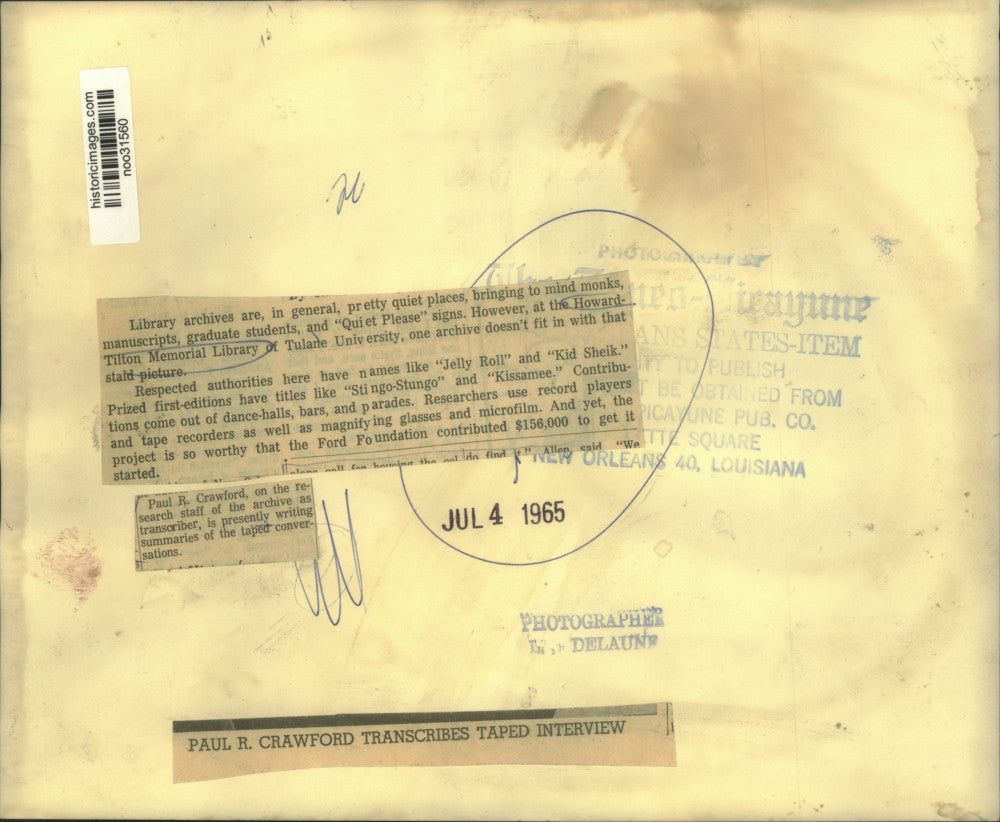 1965 Press Photo Paul R. Crawford transcribes taped interview - noo31560