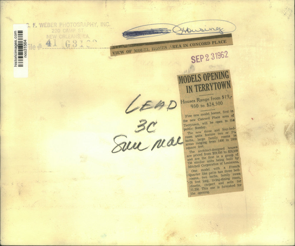 1962 Press Photo Model homes in the new Concord Place area of Terrytown