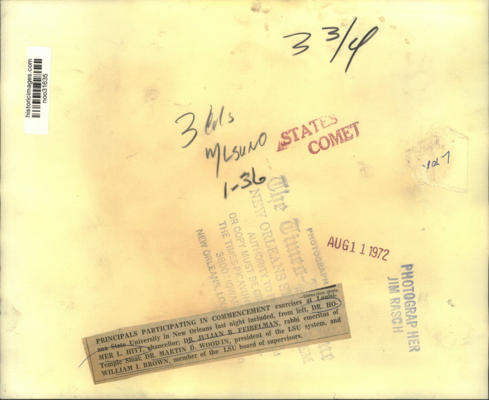 1972 Press Photo Commencement exercises- Louisiana State University, New Orleans