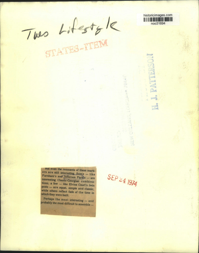 1974 Press Photo Classic-Georgian inspired Jefferson Park Landmark - noo31694