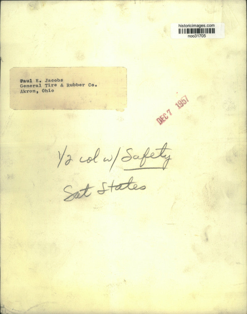 1957 Press Photo Paul E. Jacobs, General Tire & Rubber Co., Akron, Ohio