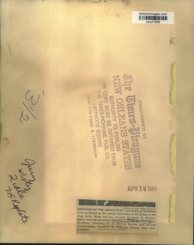Load image into Gallery viewer, 1961 Press Photo Reelection of Police Jury Association of Louisiana Officers
