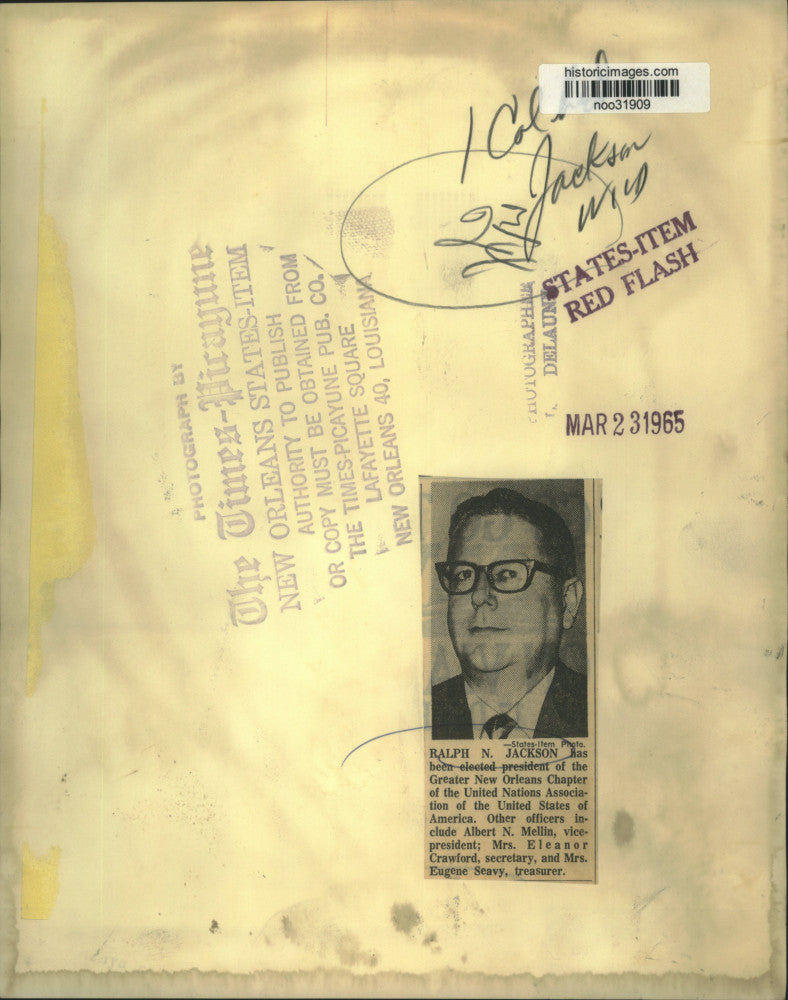 Load image into Gallery viewer, 1965 Press Photo Ralph N. Jackson, president of New Orleans United Nations Assoc
