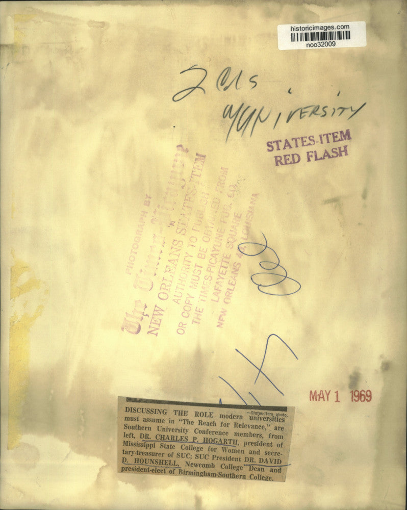 1969 Press Photo Dr. Charles Hogarth & Dr. D. Hounshell at So. Univ. Conference