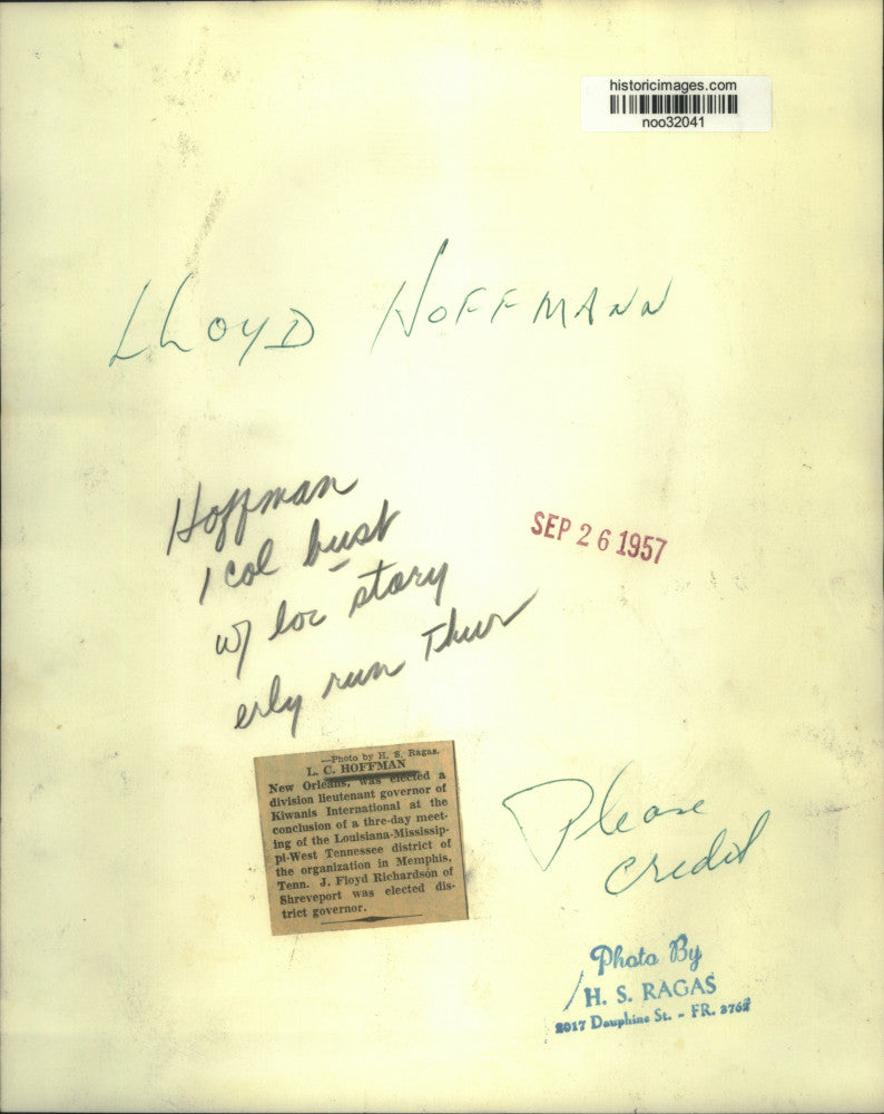 Load image into Gallery viewer, 1957 Press Photo L.C. Hoffman, Lieutenant Governor Kiwanis International
