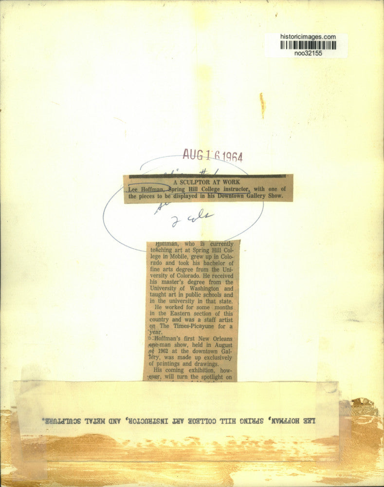 1964 Press Photo Lee Hoffman's works to be displayed in Downtown Gallery Show