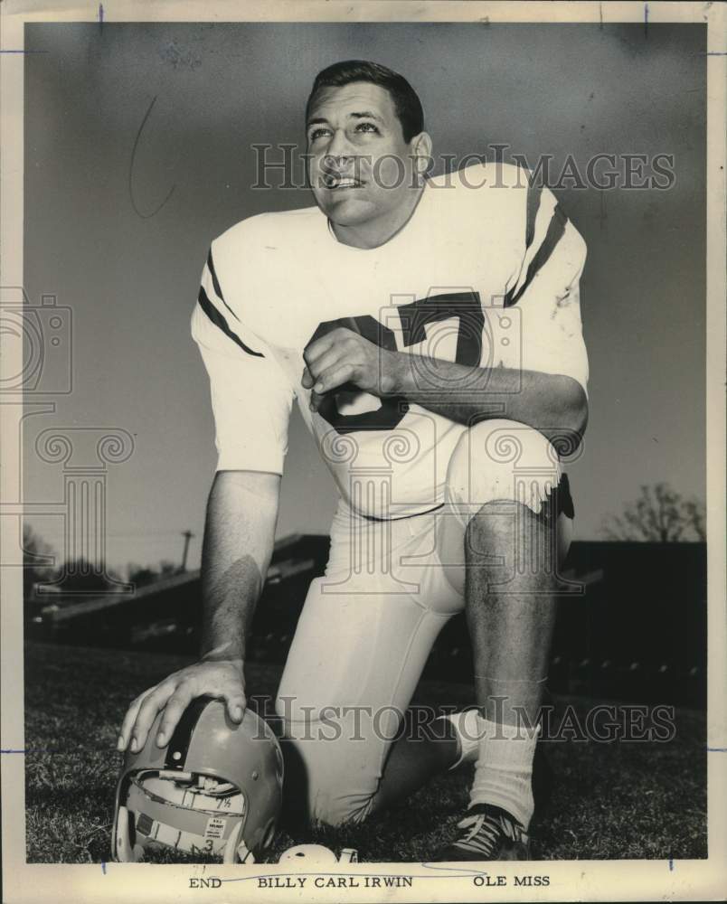 1964 Press Photo Ole Miss Football End Billy Carl Irwin - noo32260