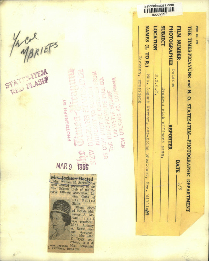 1966 Press Photo Mrs. William Jackson, pres. New Orleans Ladies Club & past pres