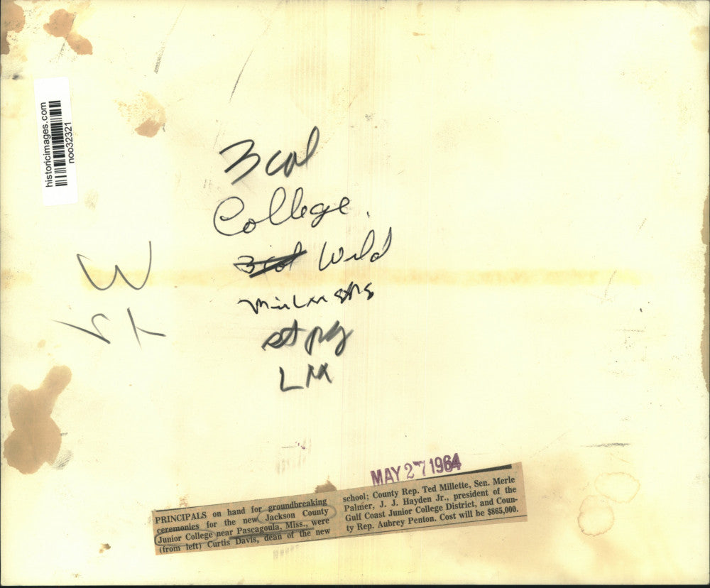 1964 Press Photo Principals at groundbreaking Jackson County Jr. College, Miss.