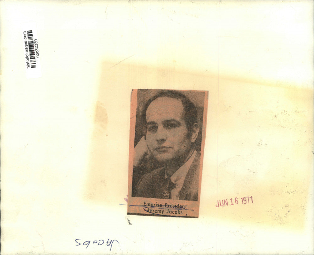 1971 Press Photo Jeremy Jacobs, Emprise President - noo32339