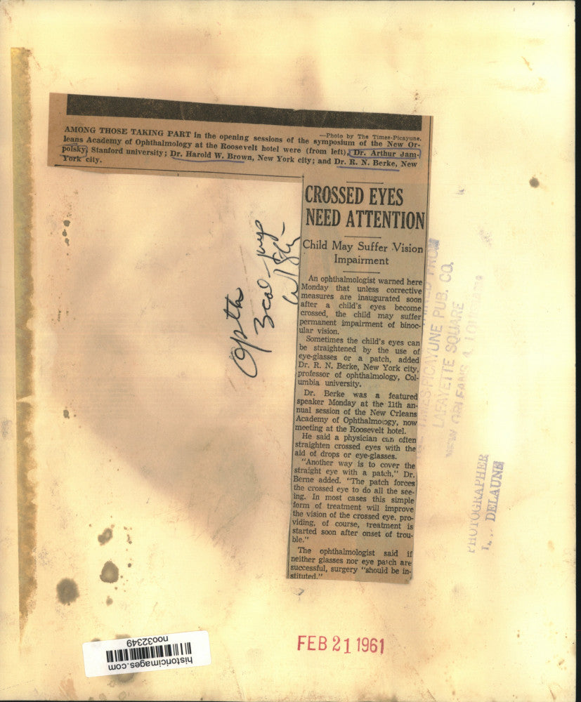 1961 Press Photo Symposium of the New Orleans Academy of Ophthalmology