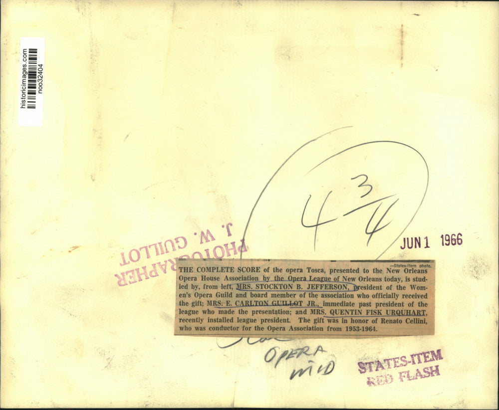 1966 Press Photo New Orleans Opera House Association- Score of the Opera Tosca