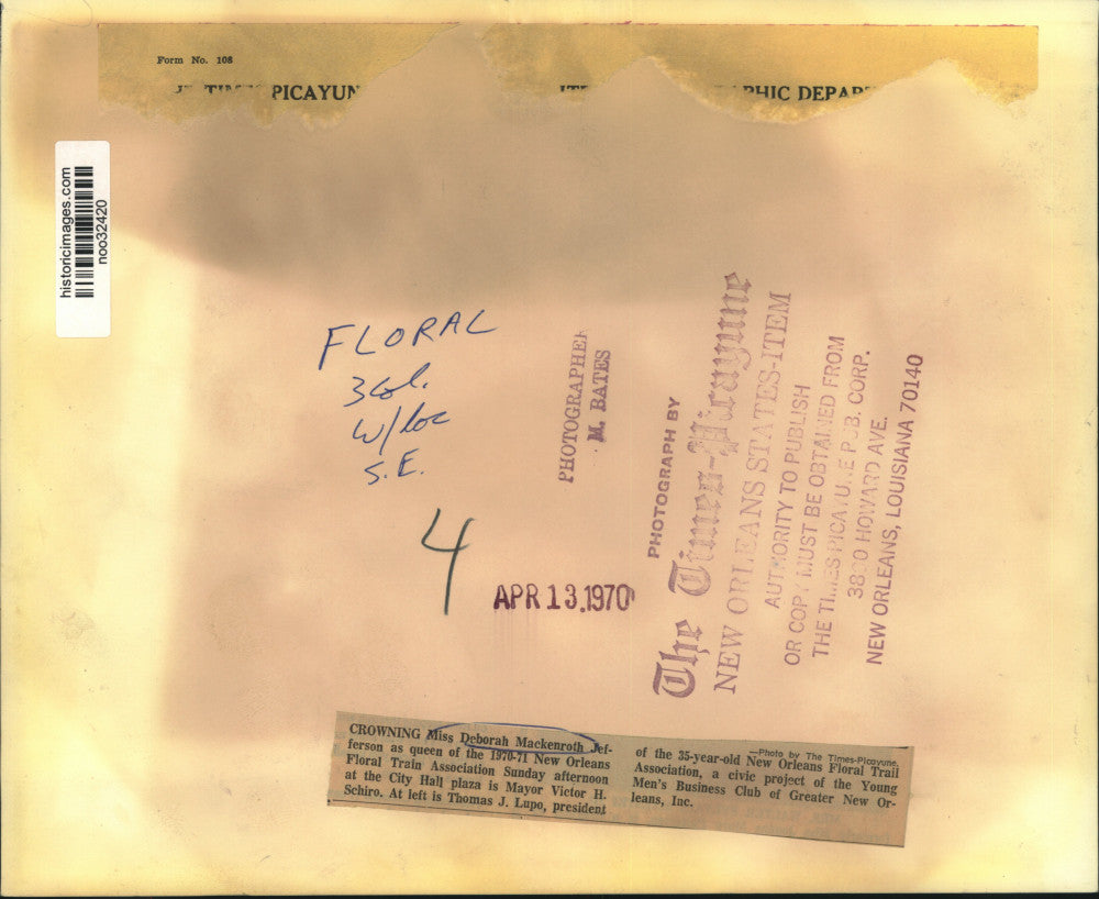 1970 Press Photo Miss Deborah Mackenroth Jefferson, Floral Train Association