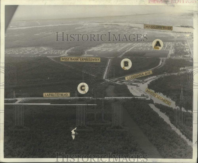 Load image into Gallery viewer, 1972 Press Photo Aerial of land owned by Lewis Johnson in Jefferson Parish
