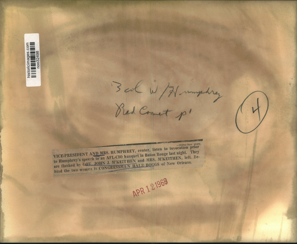 1968 Press Photo Politicians and Wives at AFL-CIO Banquet in Baton Rouge