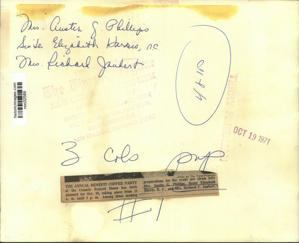 1971 Press Photo Ladies Plan Annual Benefit Coffee Party, Cenacle Retreat House