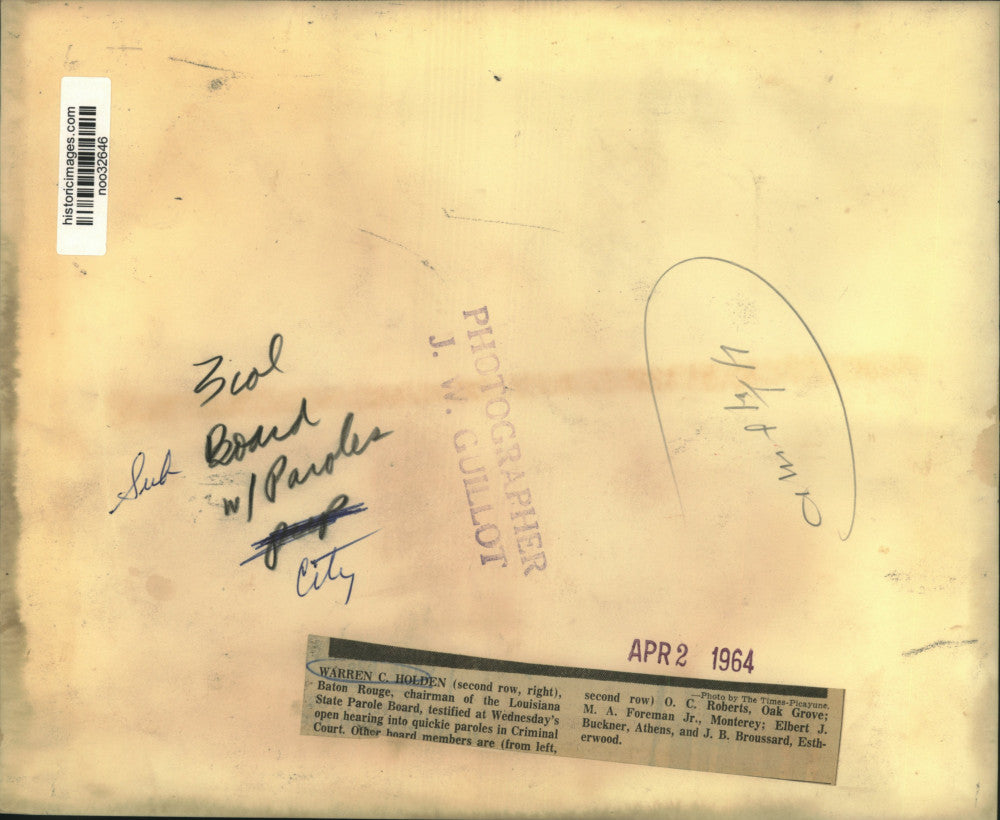 1964 Press Photo Louisiana State Parole Board Members at Hearing - noo32646