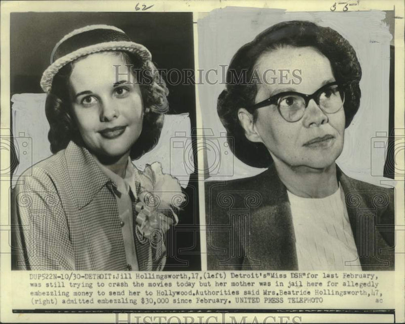 Load image into Gallery viewer, 1952 Press Photo Jill Hollingsworth Detroit's "Miss DSR" &amp; her mother Beatrice
