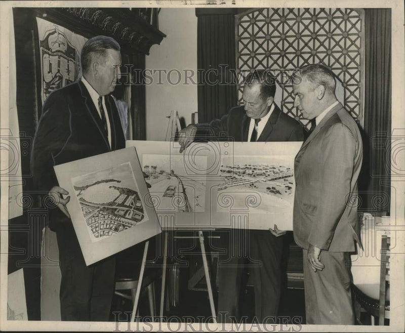 Load image into Gallery viewer, 1966 Press Photo Officials review plans of Jefferson Parish's lakefront revival

