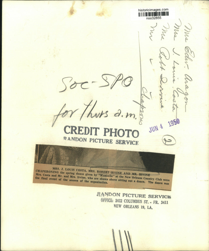 1950 Press Photo Chaperones of spring dance at New Orleans Country Club