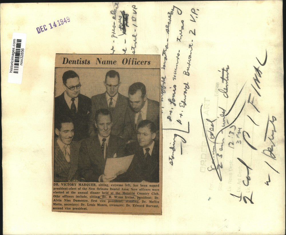 1949 Press Photo Officers of New Orleans Dental Association - noo32856