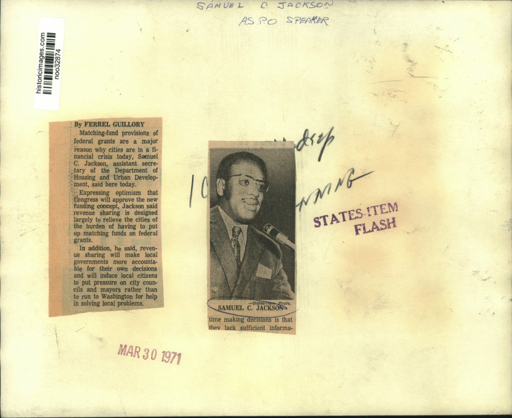 1971 Press Photo Samuel C. Jackson, Department of Housing and Urban Development