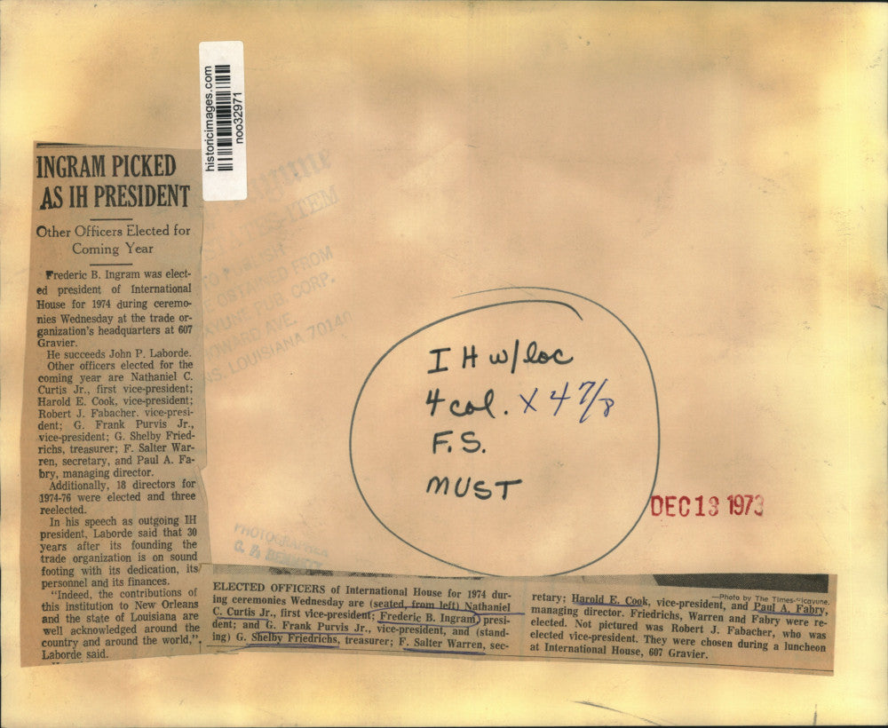 1973 Press Photo Elected officers of International House for 1974 - noo32971