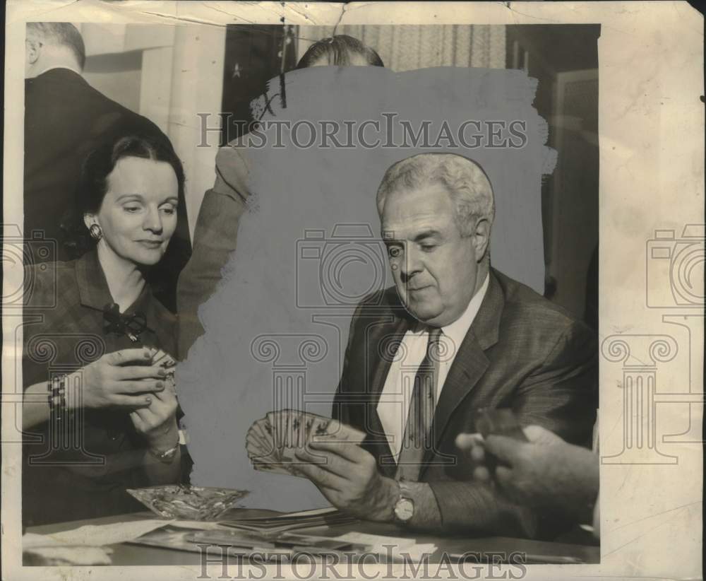 1956 Press Photo Oswald Jacoby in the 1963 contract bridge competition