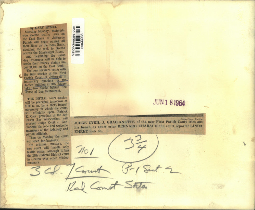 1964 Press Photo First Parish Court of Jefferson in the Janice building