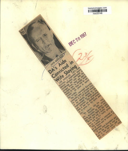 1967 Press Photo Jack Kirschke, convicted of killin his wife & lover in CA