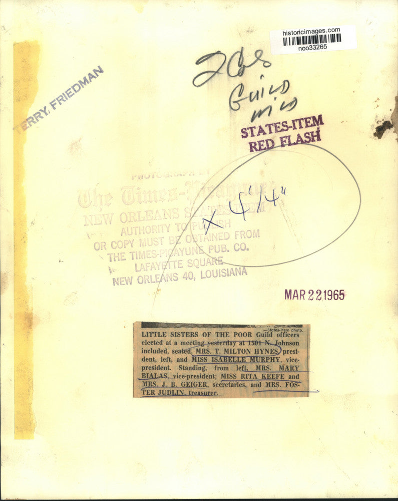 1965 Press Photo Little Sisters of the Poor Guild newly elected officers