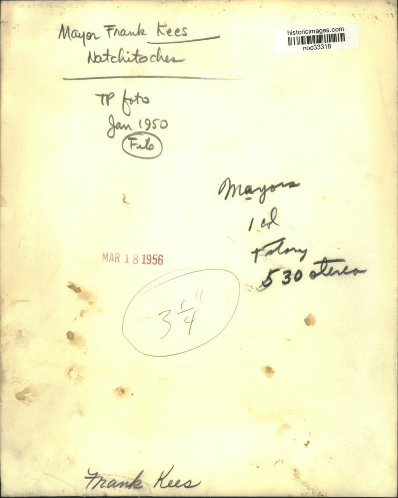 1956 Press Photo Mayor Frank Kees of Natchitoches - noo33318