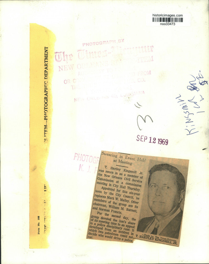 1969 Press Photo T. Hartley Kingsmill Jr., New Orleans Civil Service Commission