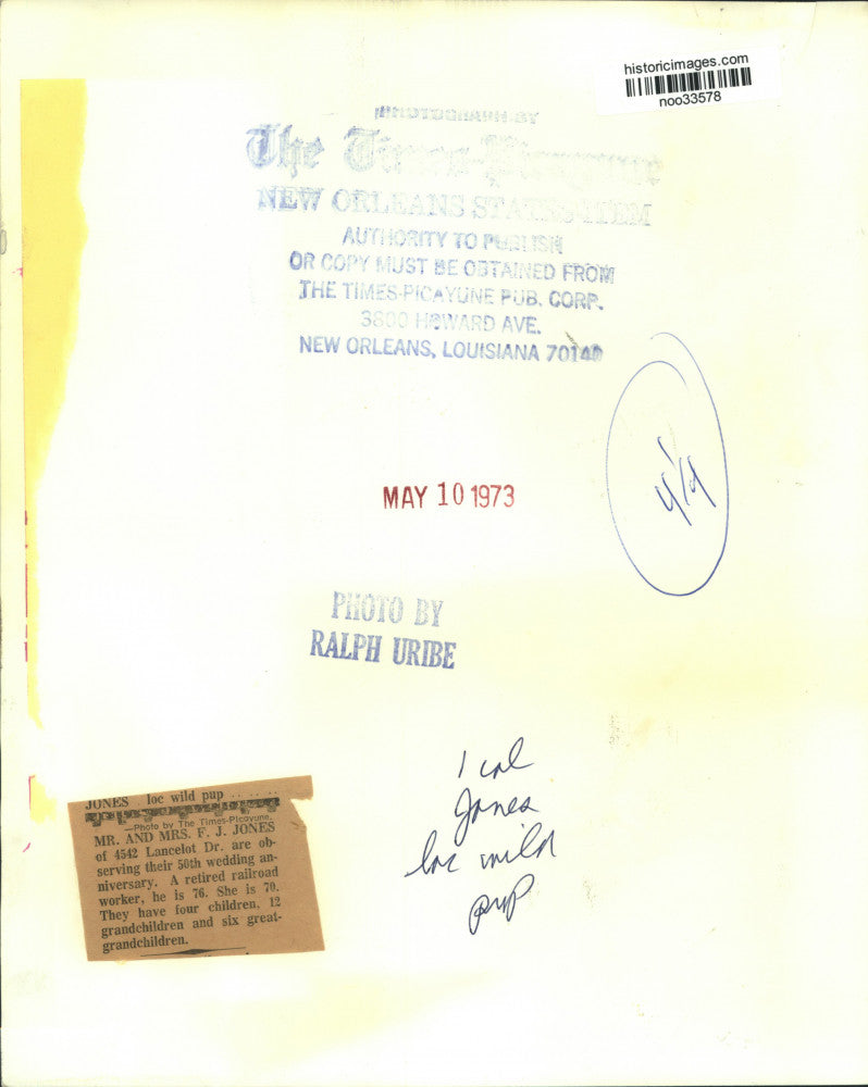 1973 Press Photo Mr. & Mrs. F.J. Jones Celebrate 50th Wedding Anniversary