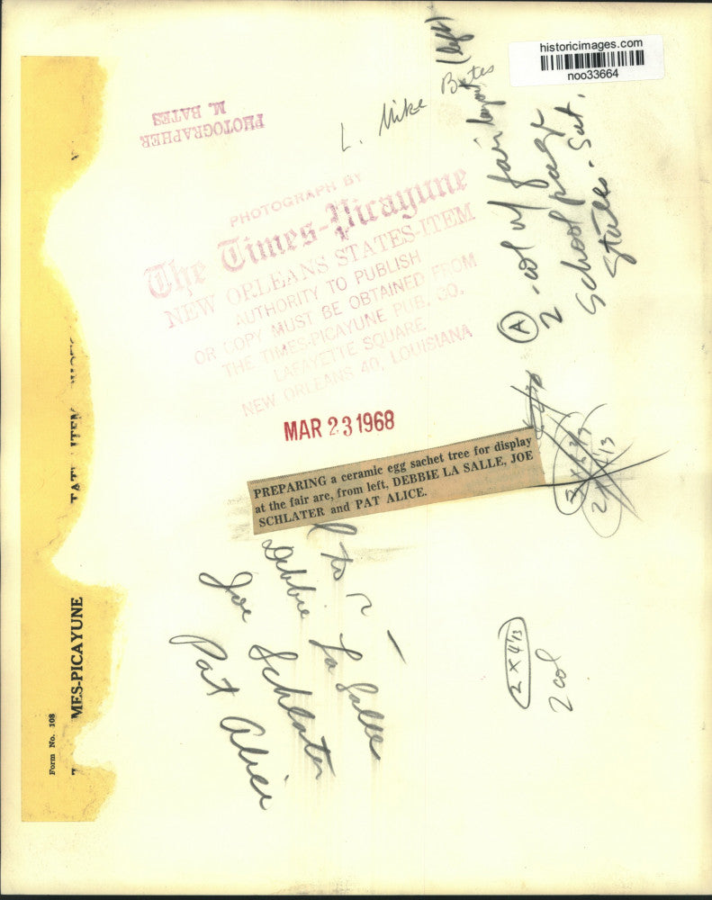 1968 Press Photo Youths Prepare Ceramic Egg Tree for Fair - noo33664