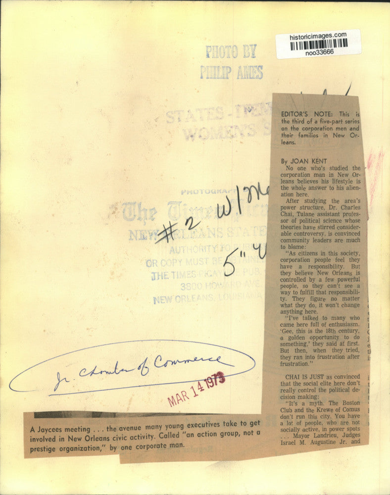 1973 Press Photo Meeting off New Orleans Jaycees - noo33666