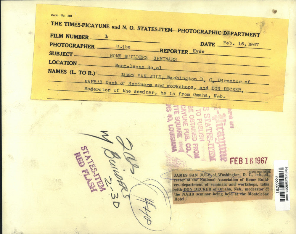 1967 Press Photo James San Jule & Don Decker of National Assn. of Home Builders