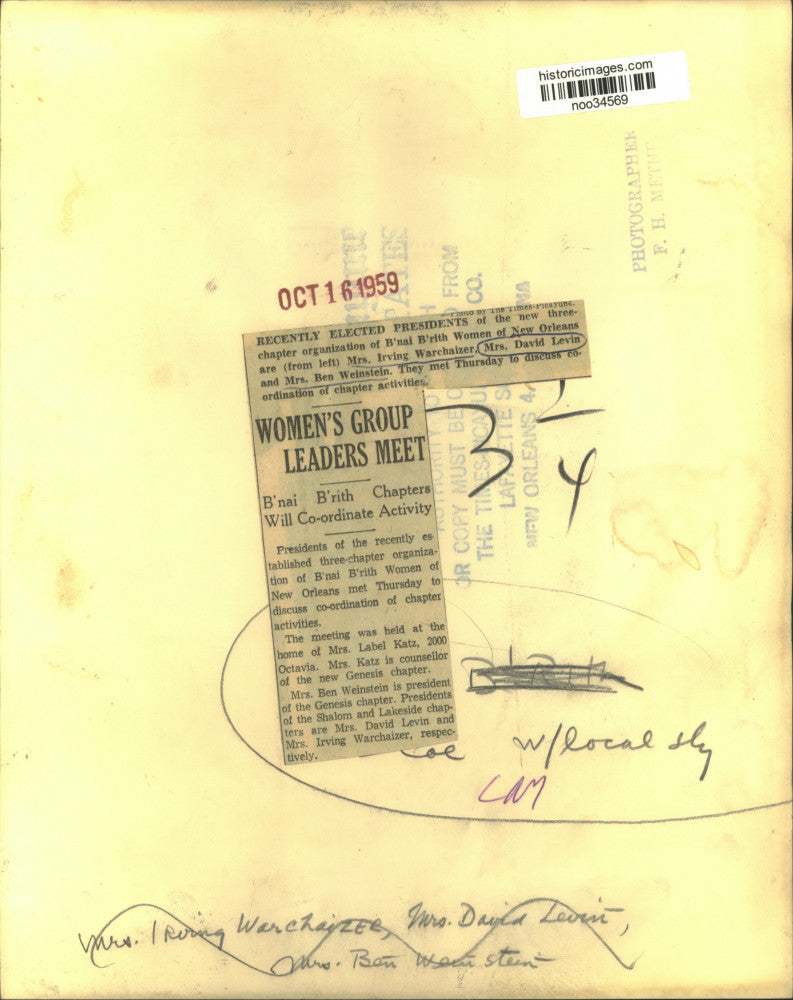 1959 Press Photo New presidents of 3 chapter B'nai B'rith Women of New Orleans