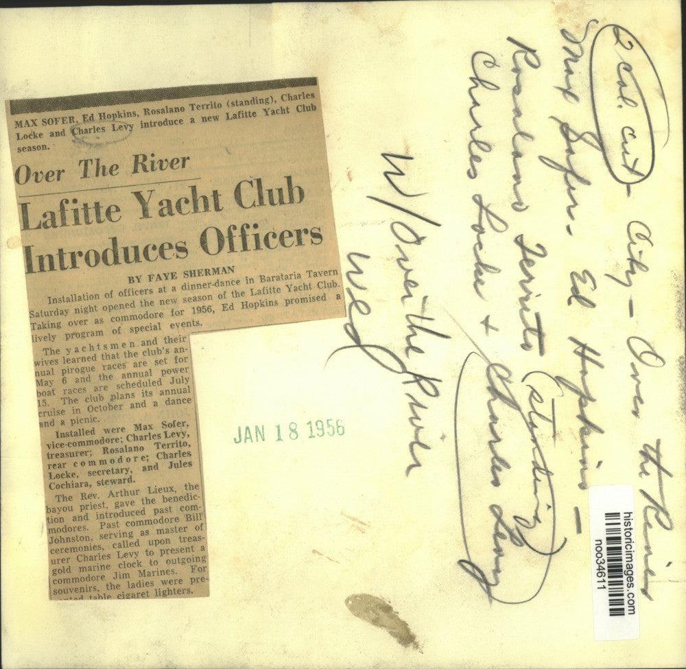 1956 Press Photo Lafitte Yacht Club Officers - noo34611