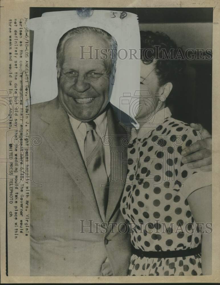 1954 Press Photo Governor Godwin J. Knight and Fiancee Mrs. Virginia Carison