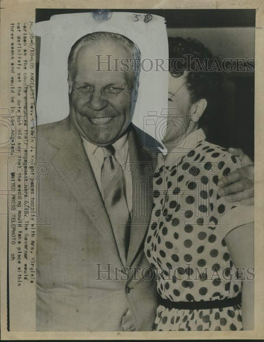 1954 Press Photo Governor Godwin J. Knight and Fiancee Mrs. Virginia Carison