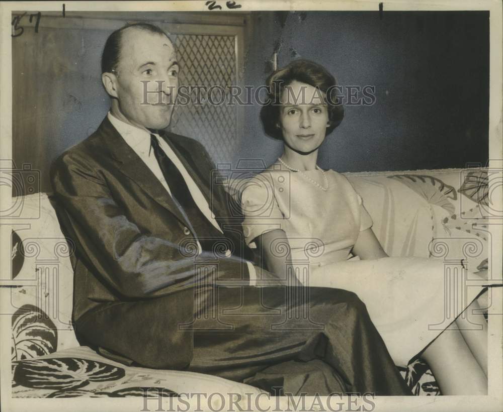 1960 Press Photo Minister Counselor Claude Lebel of French Embassy &amp; his wife